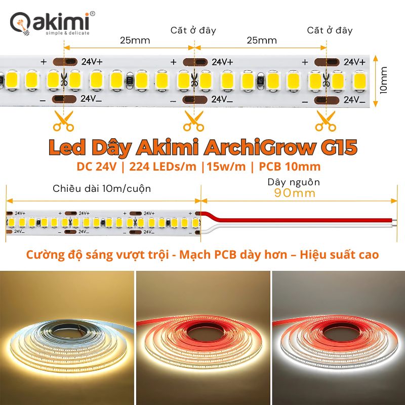 Led Dây Akimi ArchiGrow G15 – Giải Pháp Chiếu Sáng Hắt Trần Chuẩn Kiến Trúc Cho Nội Thất